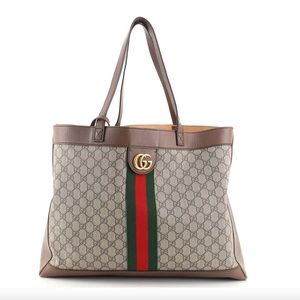GUCCI Ophidia Soft Open Tote GG Coated Canvas East West